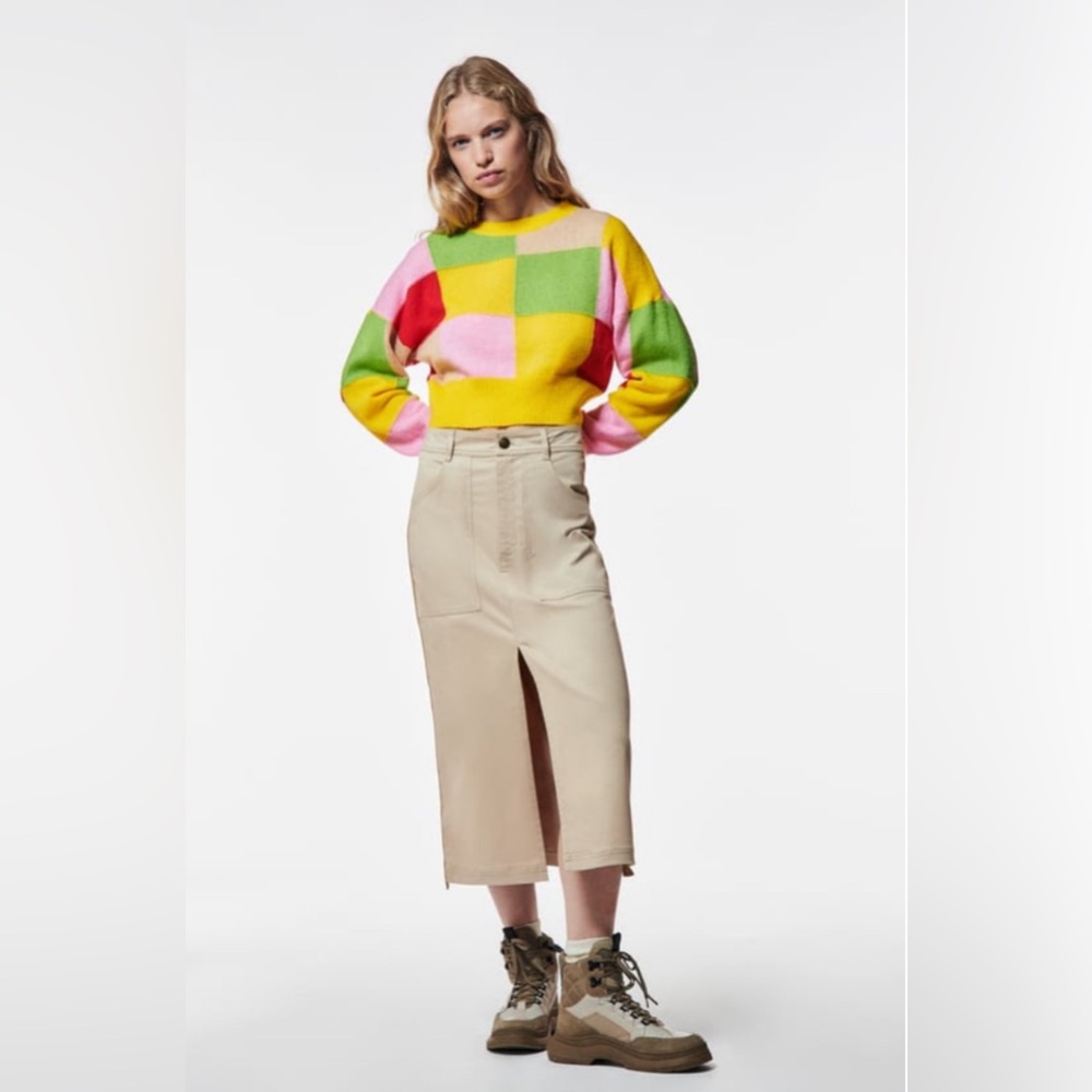 Zara Color Block Knit Sweater